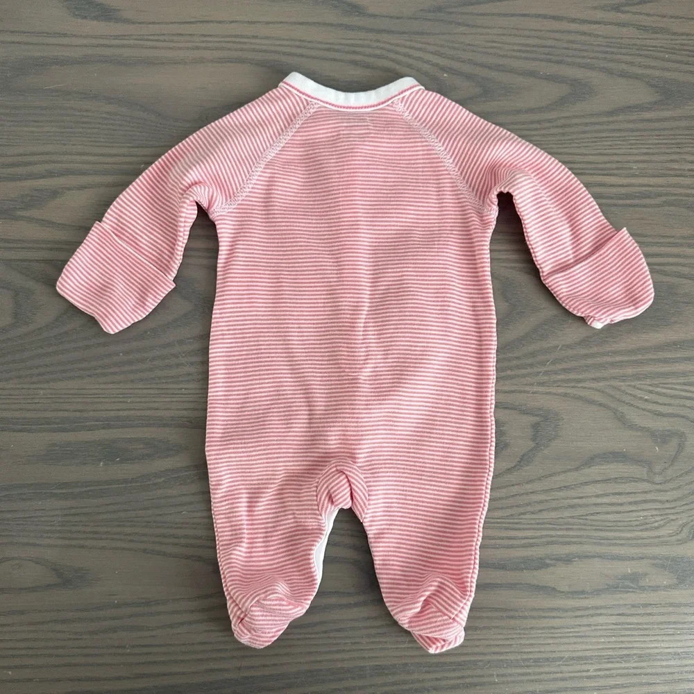 RALPH LAUREN NEWBORN STRIPED COTTON FOOTED COVERALL